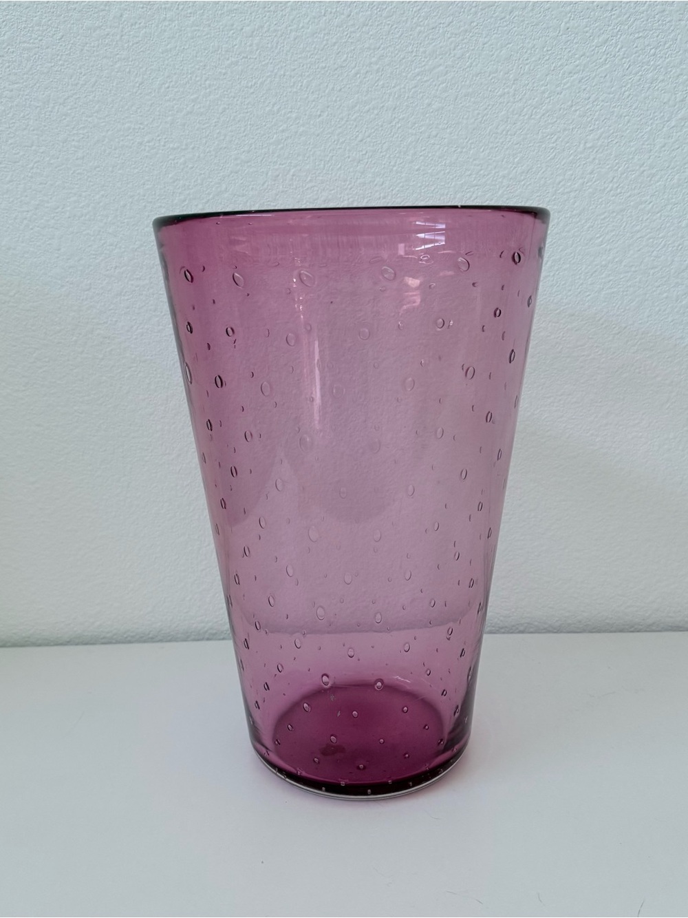 VTG 12” Murano Pink Bollicine Glass Vase Italy Toso Style Large Statement MCM